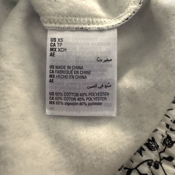 INC X-Small Sweatshirt Top Floral Crew Neck Puff Sleeves Elastic Waist Stretch - Picture 8 of 9